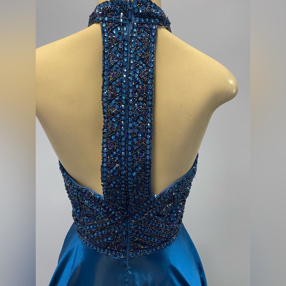 NWT Sherri Hill Elegant Blue Evening Gown Size 4 (Style # 98316) - Picture 8 of 11
